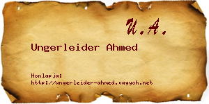 Ungerleider Ahmed névjegykártya